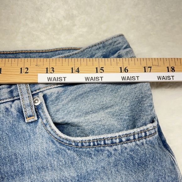 Zara Wide Leg Barrel Jeans Women's Cropped 12 Baggy Bohemian Coastle Raw Hem - Picture 6 of 14